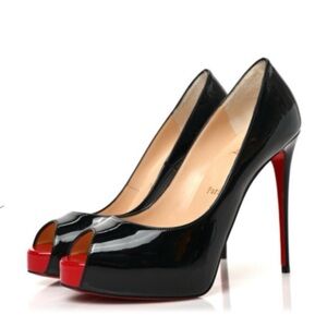 Christian Louboutin Black and Red Patent Leather Heels